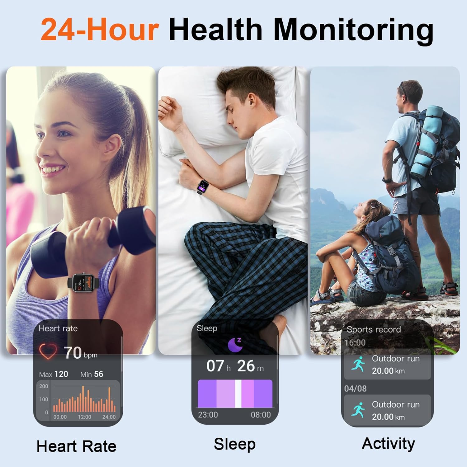Smart Watch(Answer/Make Calls), 1.91" Smartwatches for Men Women, Fitness Tracker with 110+ Sport Modes, IP68 Waterproof, Heart Rate/Sleep/Spo2 Monitor, Pedometer, Activity Tracker for Android iOS - Image 4