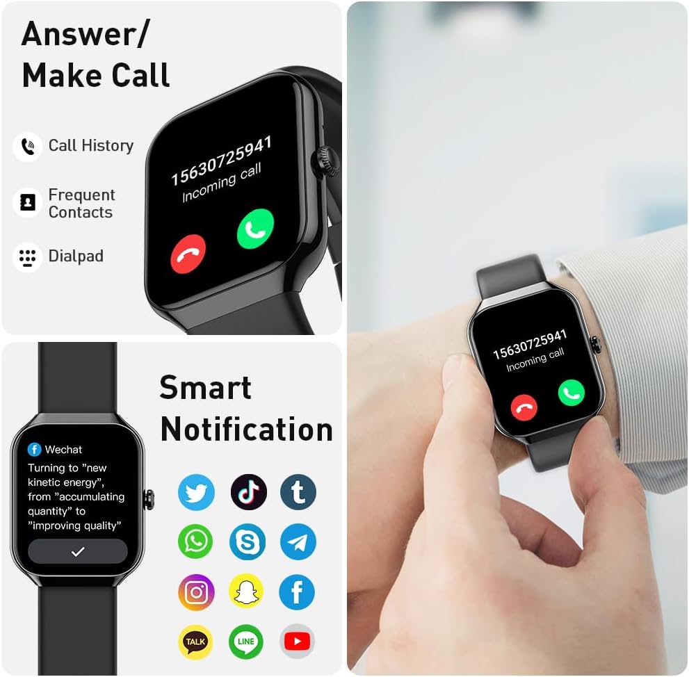 Smart Watch for Men Women(Answer/Make Call), 2025 New Smartwatch 1.96" HD Fitness Watch with 110+ Sport Modes, Heart Rate, Sleep Monitor, Pedometer, IP68 Waterproof Activity Tracker for Android iOS - Image 2