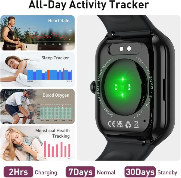 Smart Watch for Men Women(Answer/Make Call), 2025 New Smartwatch 1.96" HD Fitness Watch with 110+ Sport Modes, Heart Rate, Sleep Monitor, Pedometer, IP68 Waterproof Activity Tracker for Android iOS - Image 4