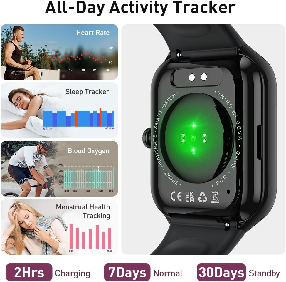 Smart Watch for Men Women(Answer/Make Call), 2025 New Smartwatch 1.96" HD Fitness Watch with 110+ Sport Modes, Heart Rate, Sleep Monitor, Pedometer, IP68 Waterproof Activity Tracker for Android iOS - Image 4